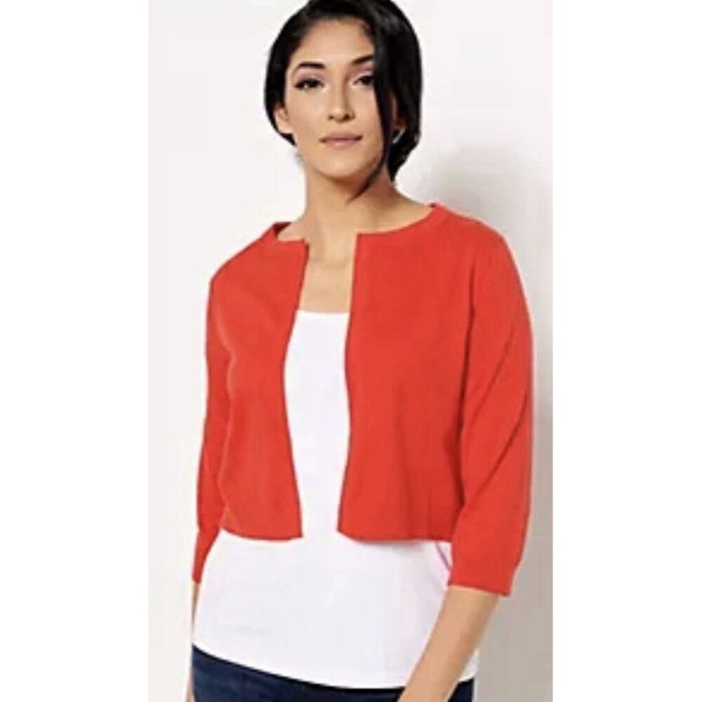 Soft by nadaam Cotton Cashmere Cropped Cardigan Sweater Red womens Large luxury